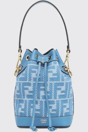 Fendi Borsa a secchiello in jacquard FF effetto denim Mon Tresor