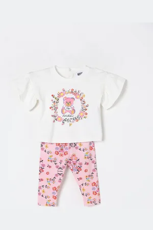 Moschino Coordinato in cotone con stampa Teddy Bear Floreale