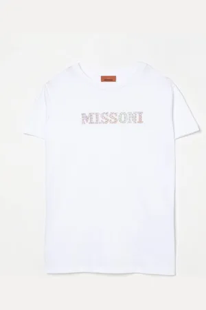 Missoni T-shirt in cotone con logo di strass