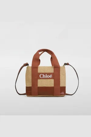 Chloé Borsa mini in rafia e cotone con logo