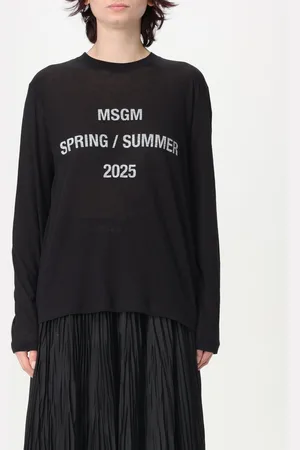 Msgm Maglia in cotone con stampa logo