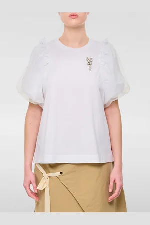 Simone Rocha T-shirt i cotone con inserti in tulle