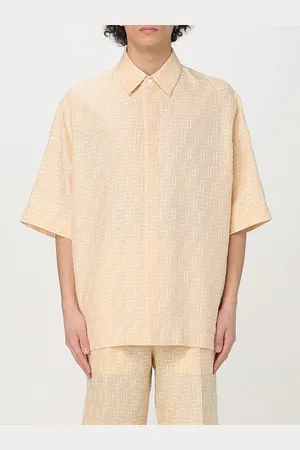 Fendi Camicia casual in lino e cotone con monogram