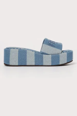 Fendi Sandalo Sunshine in canvas a righe jacquard