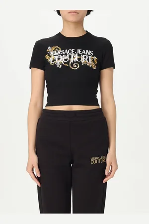 VERSACE T-shirt crop con logo