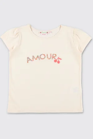 BONPOINT T-shirt in cotone con slogan Amour