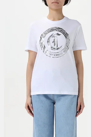 Roberto Cavalli T-shirt in cotone con logo laminato