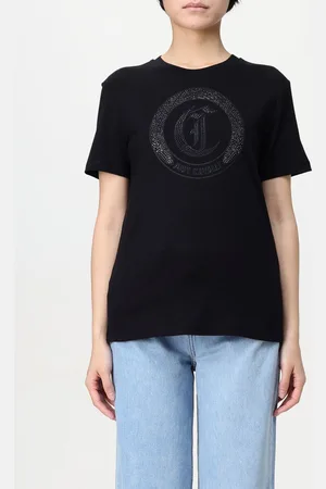 Roberto Cavalli T-shirt in velluto con logo