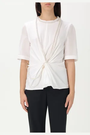 Moschino T-shirt in cotone con perle sintetiche