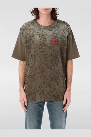Diesel T-shirt in cotone con rotture e logo
