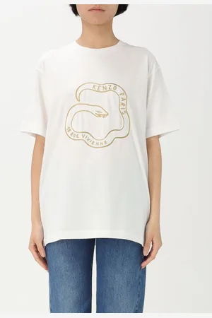 Kenzo T-shirt in cotone con ricamo snake