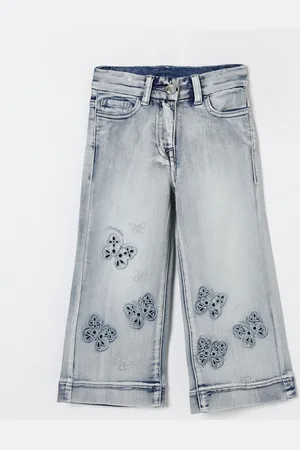 MONNALISA Jeans ricamato con strass