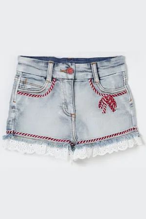 MONNALISA Pantaloncino di jeans con ricami