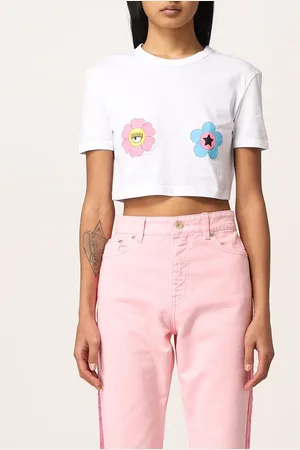 Chiara Ferragni T-shirt cropped con stampa Eyestar fiori