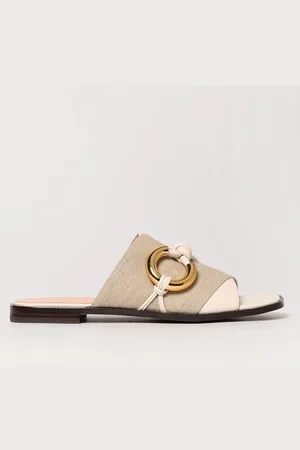 Coccinelle Mules in canvas di lino e pelle