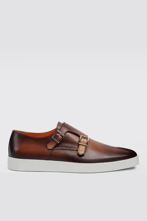 santoni Monk Strap in pelle a grana fumè