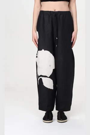 LIVIANA CONTI Pantalone in misto lino con stampa floreale