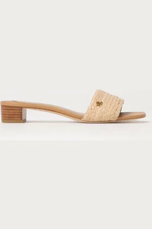 Ralph Lauren Mules in rafia di canapa intrecciata e pelle