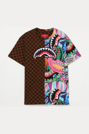 Sprayground T-shirt in cotone con stampe grafiche a scacchi