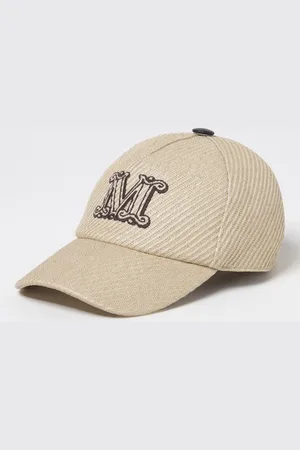Max Mara Cappello in rafia con logo ricamato
