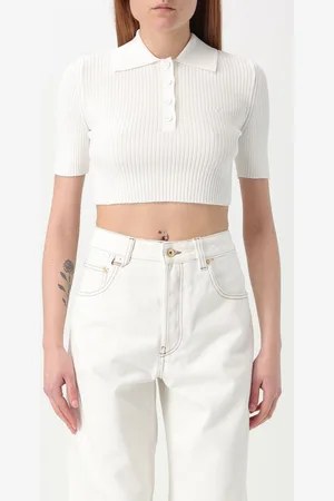 Courrèges Polo crop in maglia a coste CourrÈges