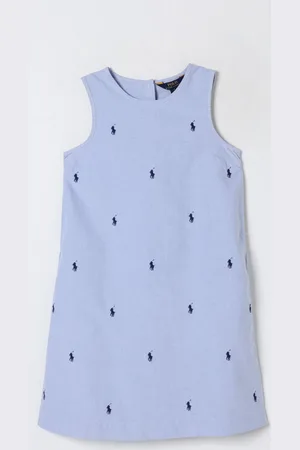 Ralph Lauren Abito in cotone con logo ricamato all-over