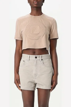 Fendi T-shirt cropped in cotone