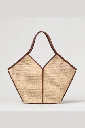 Hereu Borsa Calella in rafia intrecciata e pelle