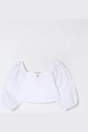 Twin-Set Top crop con maniche in macramé