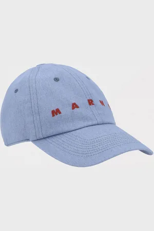 Marni Cappello in denim di cotone con logo ricamato