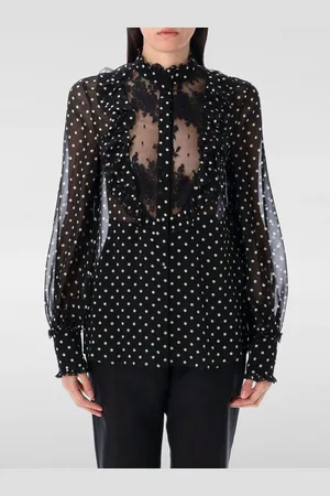 VALENTINO Camicia in seta a stampa pois con inserti in pizzo
