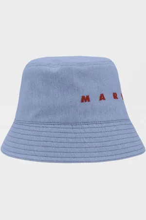 Marni Cappello in denim di cotone con logo ricamato