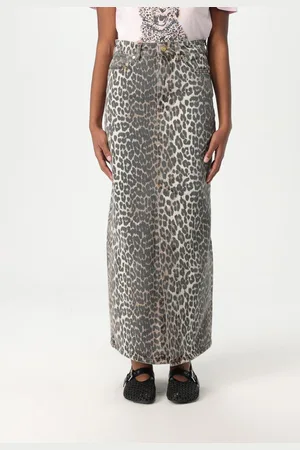 Ganni Gonna di jeans lunga animalier