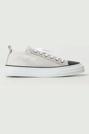 Brunello Cucinelli Sneakers in pelle e maglia crochet con monile