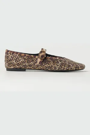 Kurt Geiger Ballerina in camoscio traforato stampa animalier