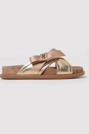 Elisabetta Franchi Sandalo in pelle laminata con fiocco