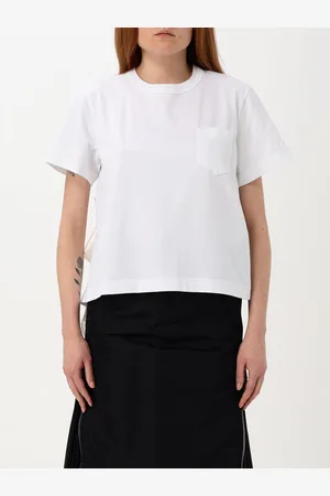 SACAI T-shirt in cotone con balze posteriori