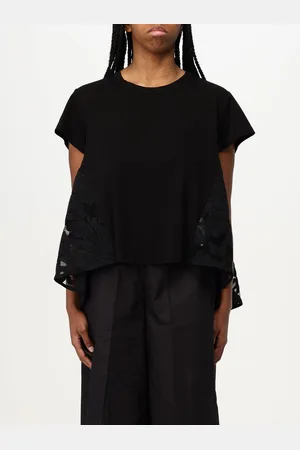 MEIMEIJ T-shirt in cotone con inserti in pizzo