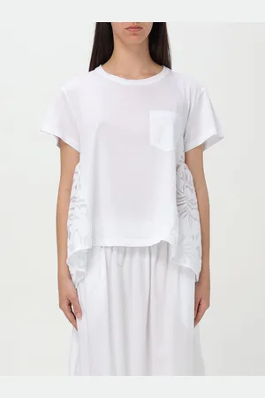 MEIMEIJ T-shirt in cotone con inserti in pizzo