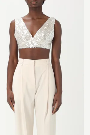 Serafini Top cropped in tessuto paillettato
