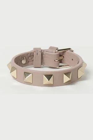 VALENTINO GARAVANI Bracciale Rockstud in pelle a grana naturale