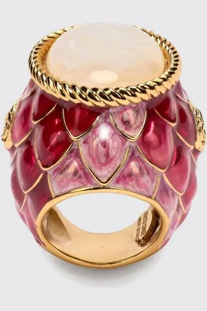 Roberto Cavalli Anello in ottone smaltato con pietra cabochon di resina