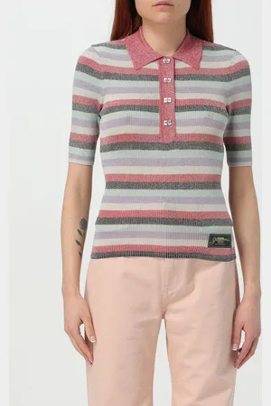 Ganni Polo in maglia a righe con logo