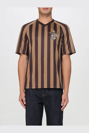 Fendi T-shirt a v a righe con stemma in poliestere