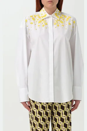 Msgm Camicia in cotone con strass ricamati