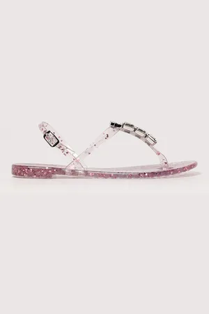 Casadei Sandalo in gomma glitter con strass applicati