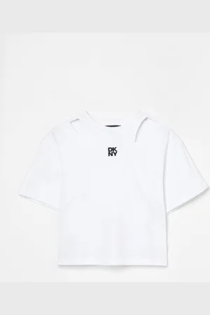 DKNY T-shirt crop in cotone con mini logo