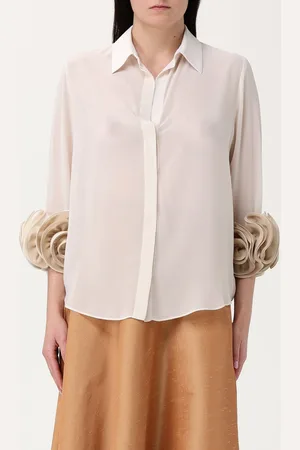 HH COUTURE Camicia in crepe con fiori applicati