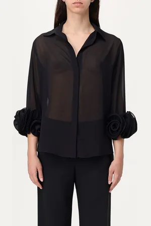 HH COUTURE Camicia in crepe con fiori applicati