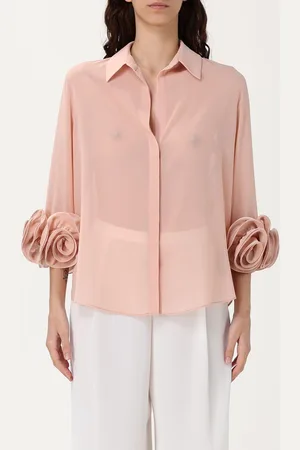 HH COUTURE Camicia in crepe con fiori applicati
